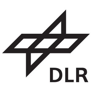 DLR Logo - Deutsches Zentrum für Luft- und Raumfahrt. Schwarzes Logo mit stilisierter Darstellung von Erde, Navigation und Satelliten und den Großbuchstaben DLR.